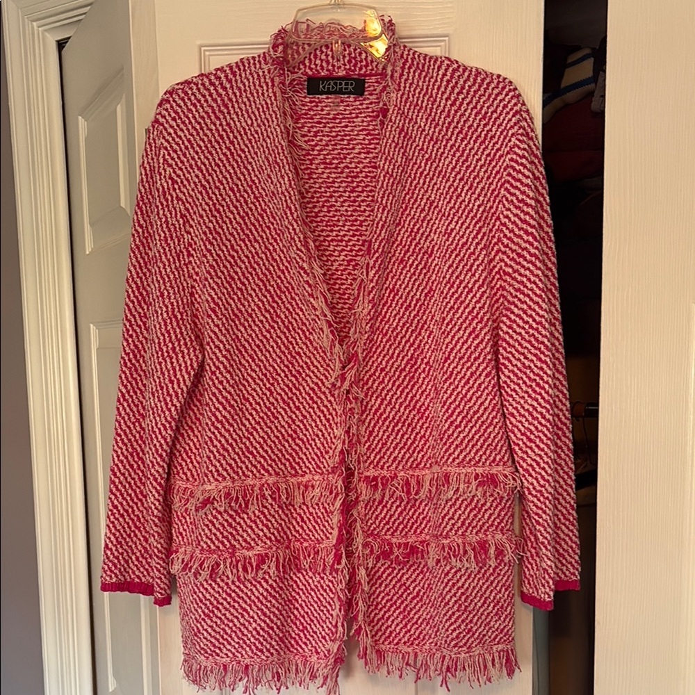Kasper Hot Pink and White Soft Blazer Sz L